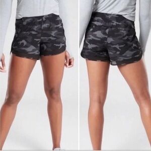 ATHLETA Mesh Racer Camouflage Athletic Shorts.